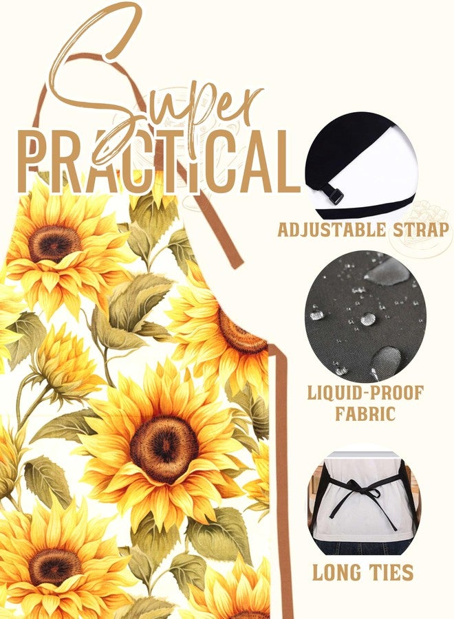 InnoBeta Sunflower Gifts for Women, Apron for Sunflower Lovers, Apron with Pockets and Adjustable Neck Strap - Image 3
