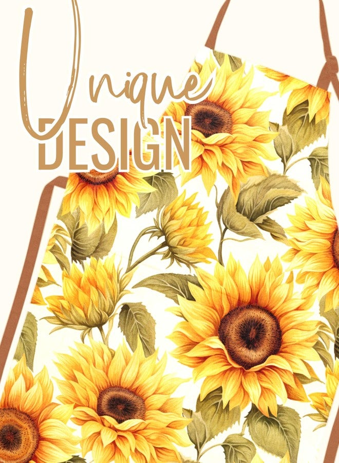 InnoBeta Sunflower Gifts for Women, Apron for Sunflower Lovers, Apron with Pockets and Adjustable Neck Strap - Image 2