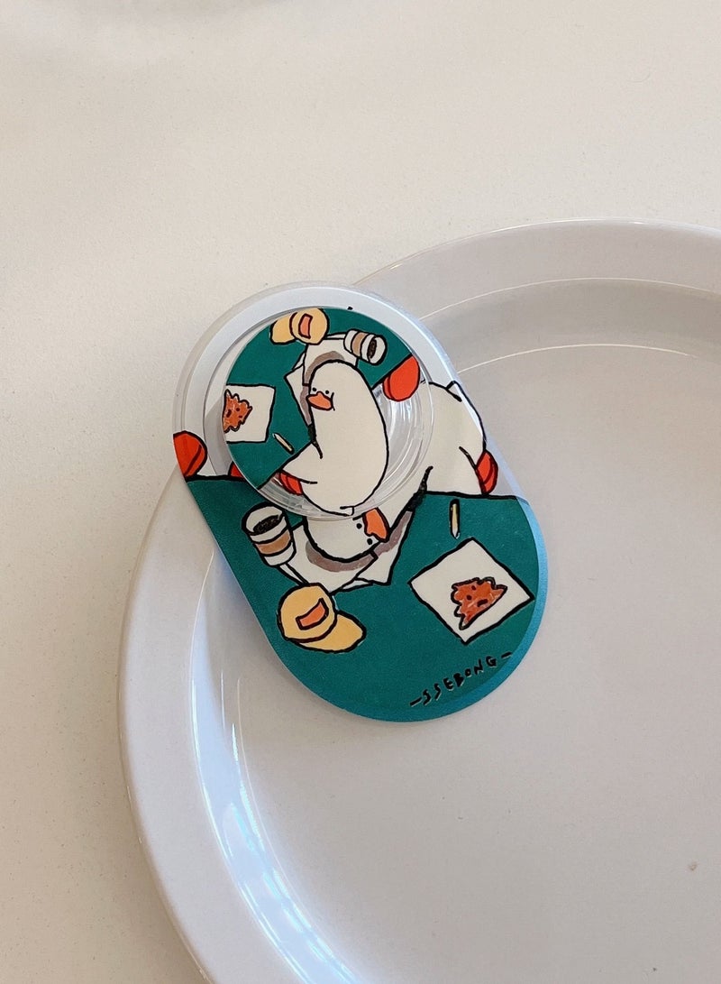 Casetify Decadent Duck Phone Grip Stand Compatible with MagSafe, MagSafe Phone Grip Holder, Wireless Charging Compatible White/Green - Image 2