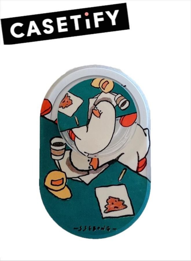 Casetify Decadent Duck Phone Grip Stand Compatible with MagSafe, MagSafe Phone Grip Holder, Wireless Charging Compatible White/Green - Image 1