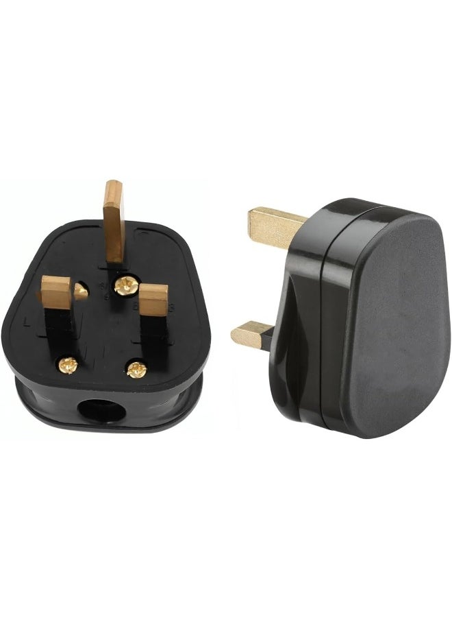 RR RR 2pcs Fused 13A UK Plug Top â€“ 3-Pin British Connector, Black, for Safe and Reliable Electrical Connections- Made in India  - Image 1
