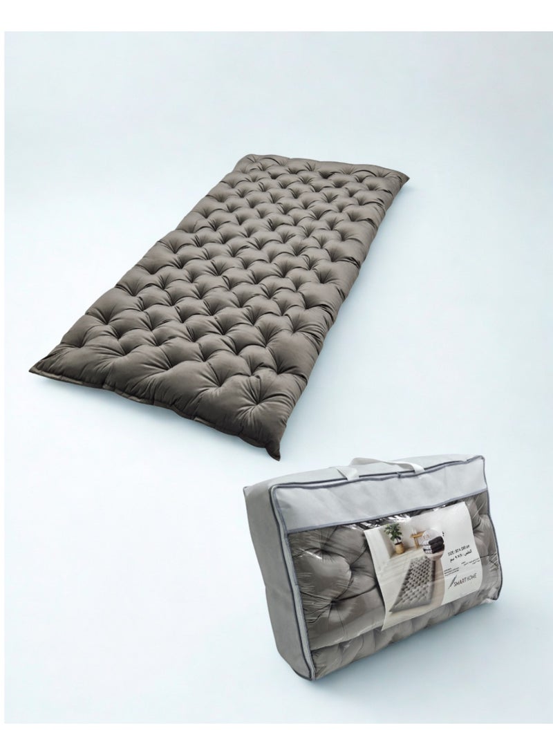 SMART HOME A luxurious floor mattress and rug with soft velvet fabric and dense polyester filling - a comfortable floor mattress for sleeping, entertaining, and home gatherings - a single, foldable mattress for everyday use - size 190×90×10 cm - (mattress with bag) - Image 1