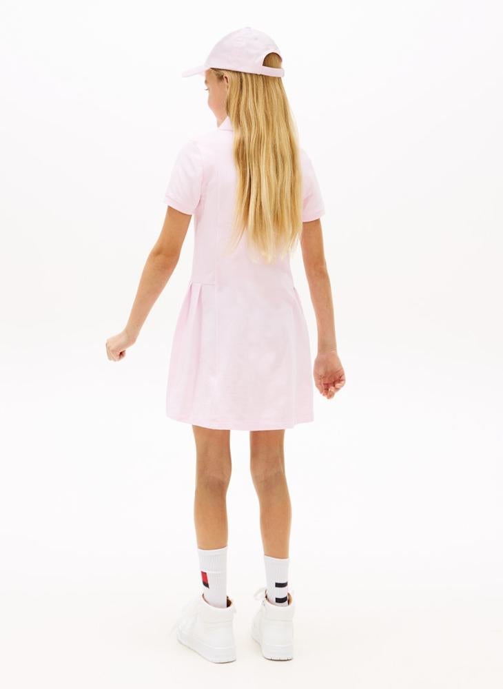 TOMMY HILFIGER Essential Pleated Short Sleeve Polo Dress - Image 2