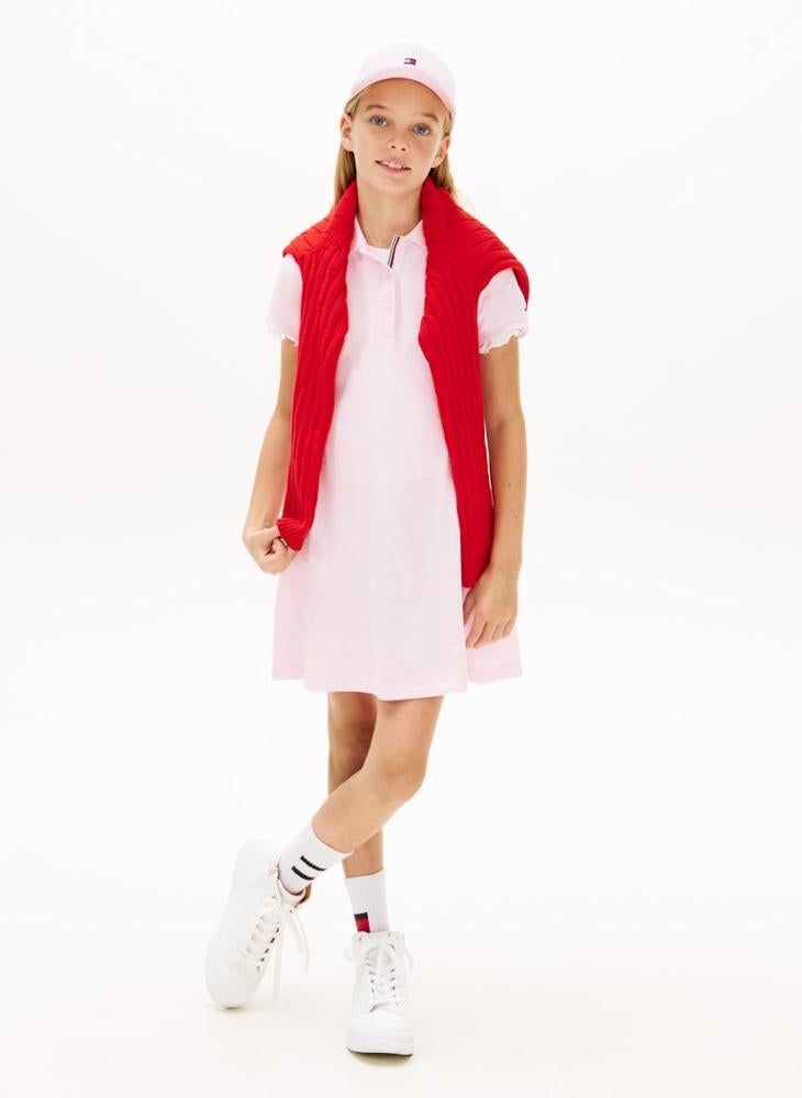 TOMMY HILFIGER Essential Pleated Short Sleeve Polo Dress - Image 1