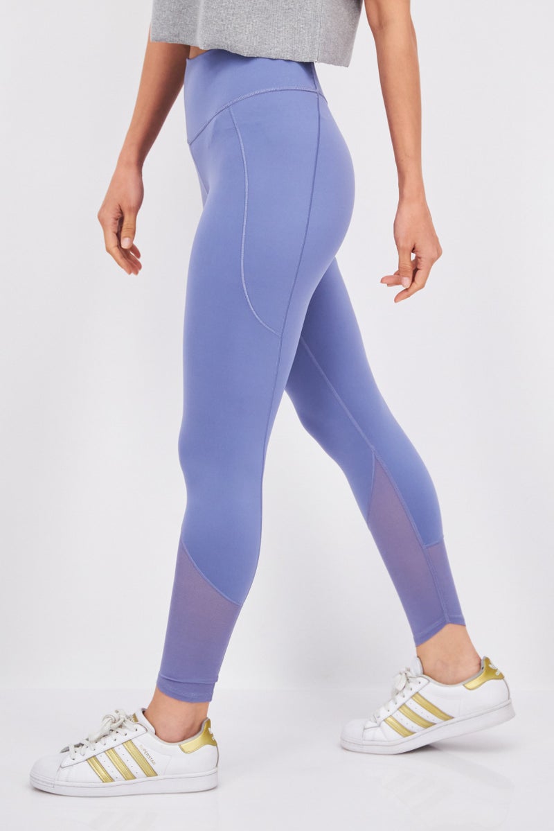 Adidas Women Sportswear Fit Mesh Pull On Training Tights, Slate Purple - Image 1