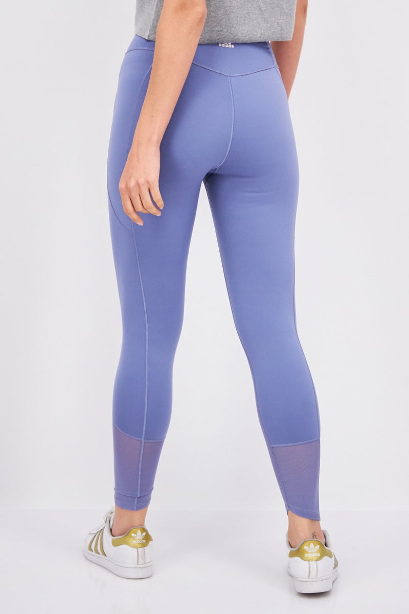 Adidas Women Sportswear Fit Mesh Pull On Training Tights, Slate Purple - Image 2