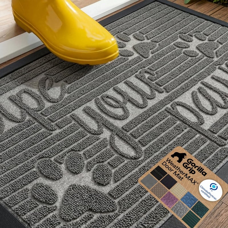 GORILLA GRIP 100 Waterproof AllSeason WeatherMAX Doormat US Designed Natural Rubber Stain and Fade Resistant Low Profile Indoor Outdoor Door Mats Easy Clean Patio Mat 29x17 Stone Paws - Image 2