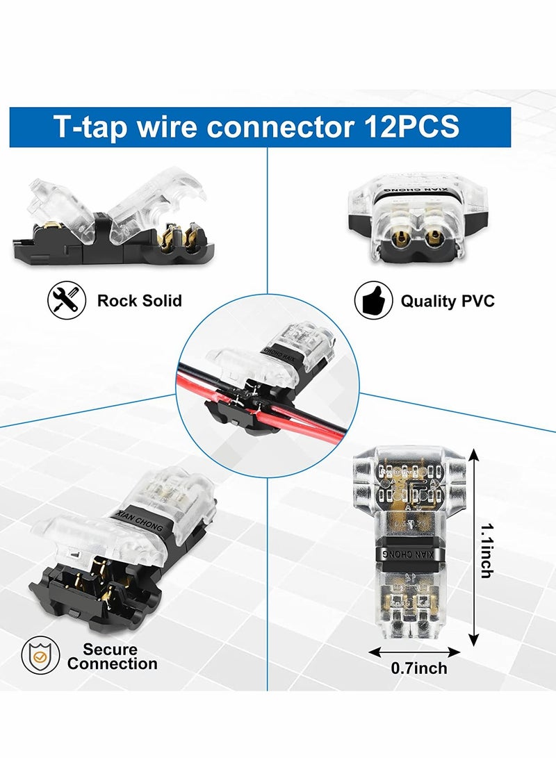 Ttype Wire Connector 3 Way LED Extension Cable 226AWG 656ft No Stripping Easy Installation Pack of 12 - Image 5