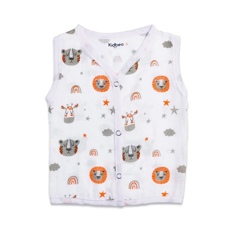 Kidbea جلباب كيدبيا من قطن موسلين الناعم للغاية للأولاد بطبعة فراشة، نمر وكتكوت لطيف - عبوة من 3 قطع من 3 أشهر إلى 6 أشهر - Image 3