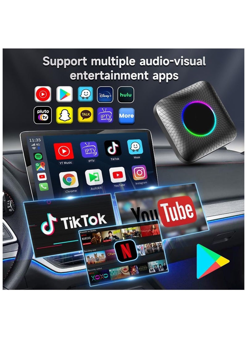 Generic Ai Box 3.0 CarPlay Adapter for Wired & Wireless CarPlay, Android Auto, Built-in GPS, 8-Core Processor, Dual Bluetooth, Android 13.0, Ultra-Thin, SIM & TF Card Support for YouTube Streaming  - Image 2