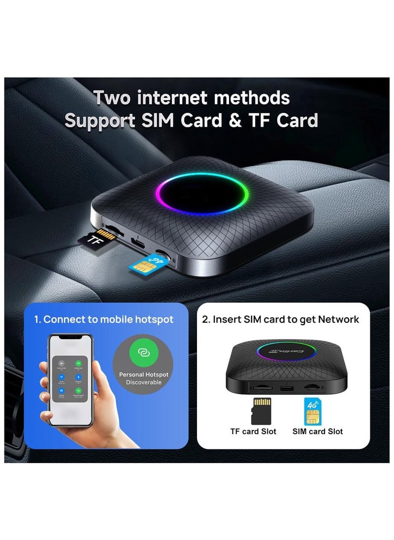 Generic Ai Box 3.0 CarPlay Adapter for Wired & Wireless CarPlay, Android Auto, Built-in GPS, 8-Core Processor, Dual Bluetooth, Android 13.0, Ultra-Thin, SIM & TF Card Support for YouTube Streaming  - Image 4