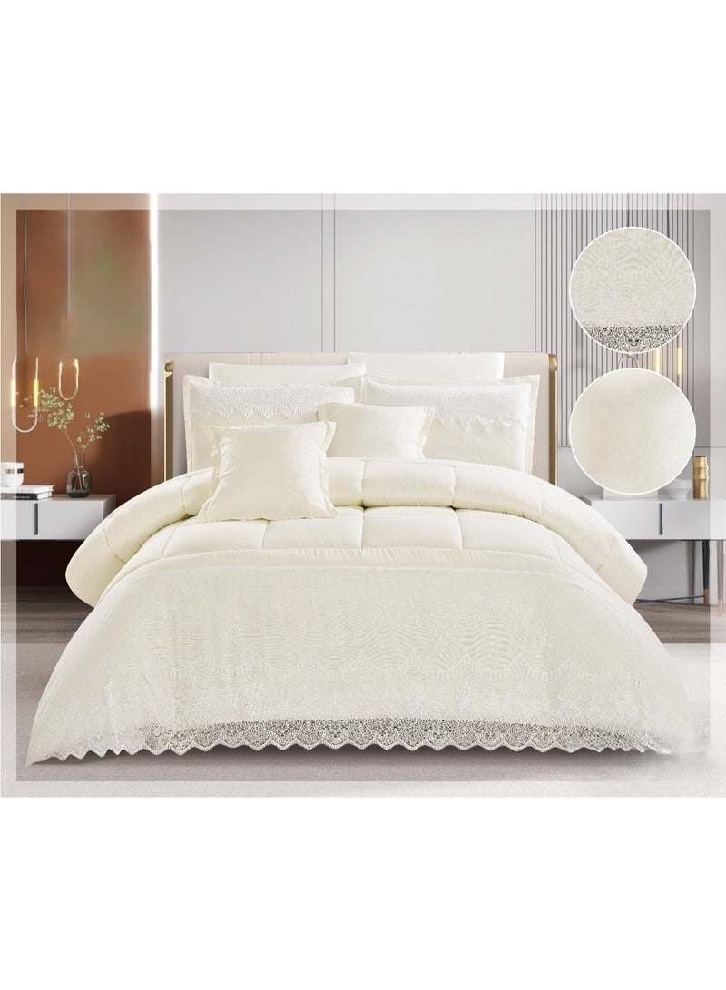 Red Rose Adraisi double bedsheet set, carrying responsibility and elegance for your room decor, 8 pieces: 1- Quilt 260x240 cm, 1- Double bedsheet 200*200 cm, 4- Pillowcases 80*50 cm, 2- Cushion covers 50*50 cm. - Image 1