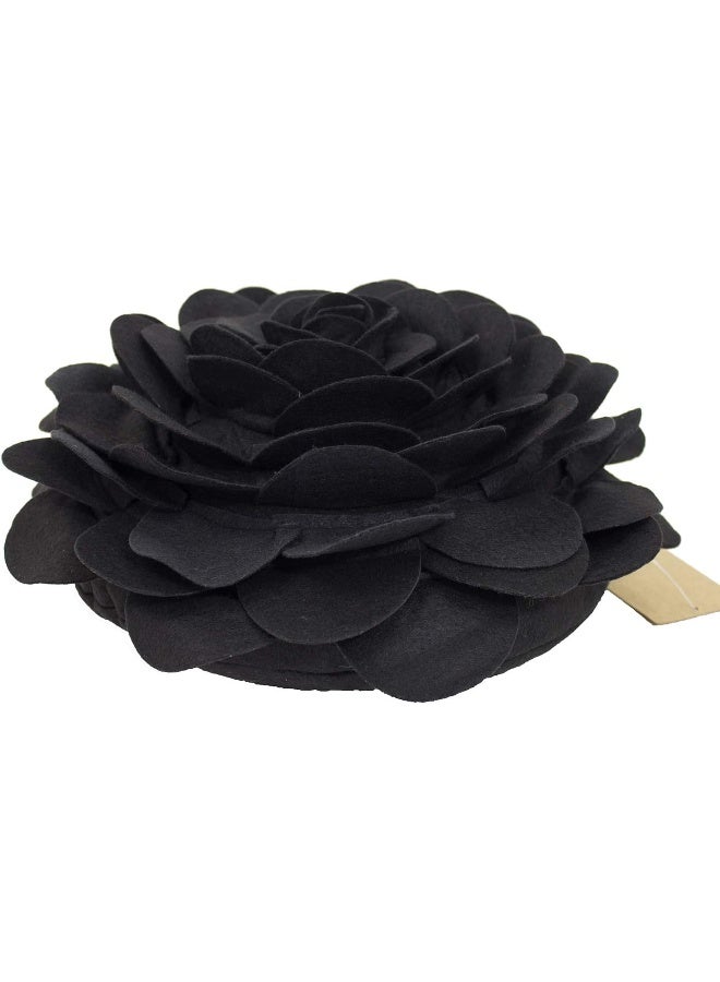 Fennco Styles Fennco Styles Evas Flower Garden Decorative Filled Throw Pillow 13 Round  Black Floral Accent Pillow for Home Couch Bed Living Room Holiday and Office Dcor  - Image 4