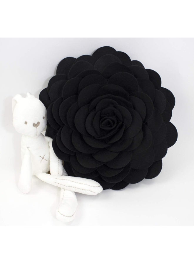Fennco Styles Fennco Styles Evas Flower Garden Decorative Filled Throw Pillow 13 Round  Black Floral Accent Pillow for Home Couch Bed Living Room Holiday and Office Dcor  - Image 5