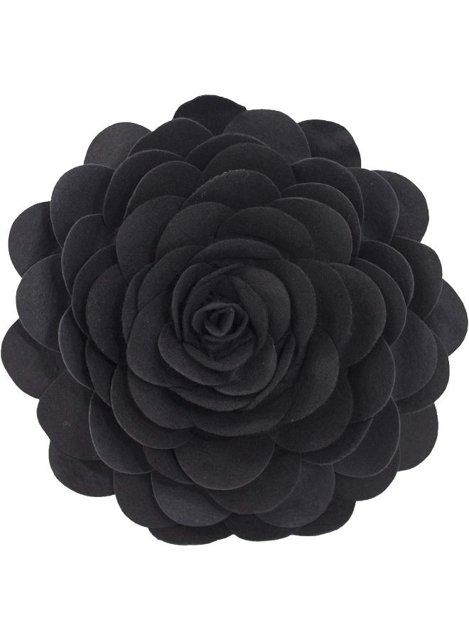 Fennco Styles Fennco Styles Evas Flower Garden Decorative Filled Throw Pillow 13 Round  Black Floral Accent Pillow for Home Couch Bed Living Room Holiday and Office Dcor  - Image 3