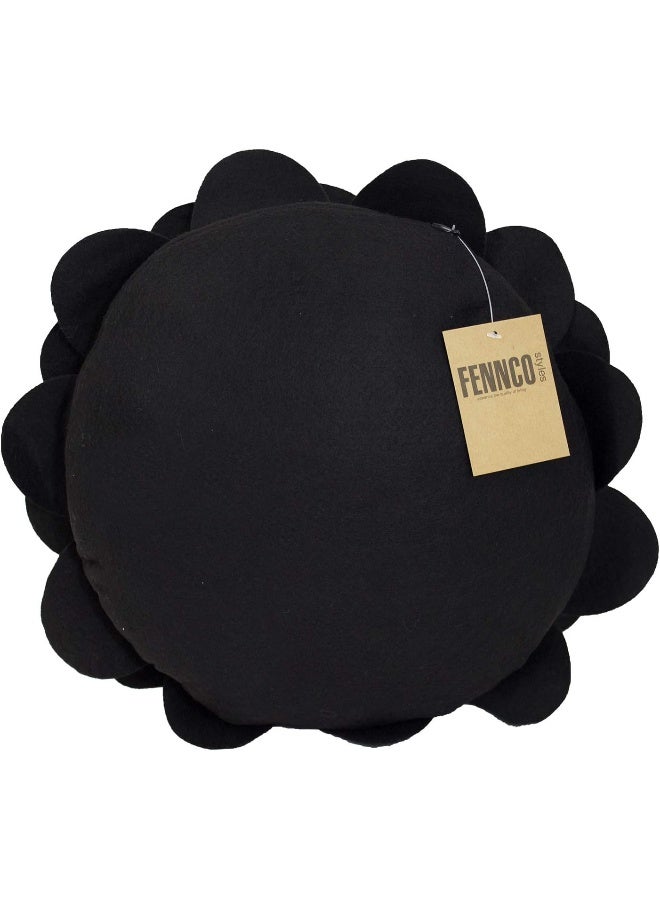 Fennco Styles Fennco Styles Evas Flower Garden Decorative Filled Throw Pillow 13 Round  Black Floral Accent Pillow for Home Couch Bed Living Room Holiday and Office Dcor  - Image 2