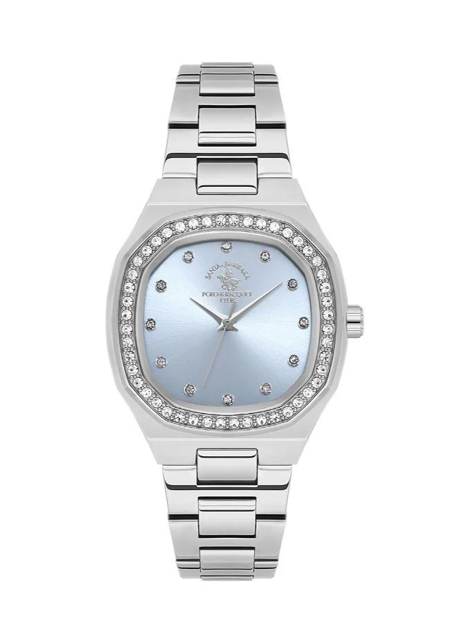 SANTA BARBARA POLO & RACQUET CLUB Santa Barbara Polo & Racquet Club - Women's Watch | Stainless Steel Band with Steel Case | Analog | Square Dial | Mineral Glass | Japanese Quartz | Water Resistance 50 Meters