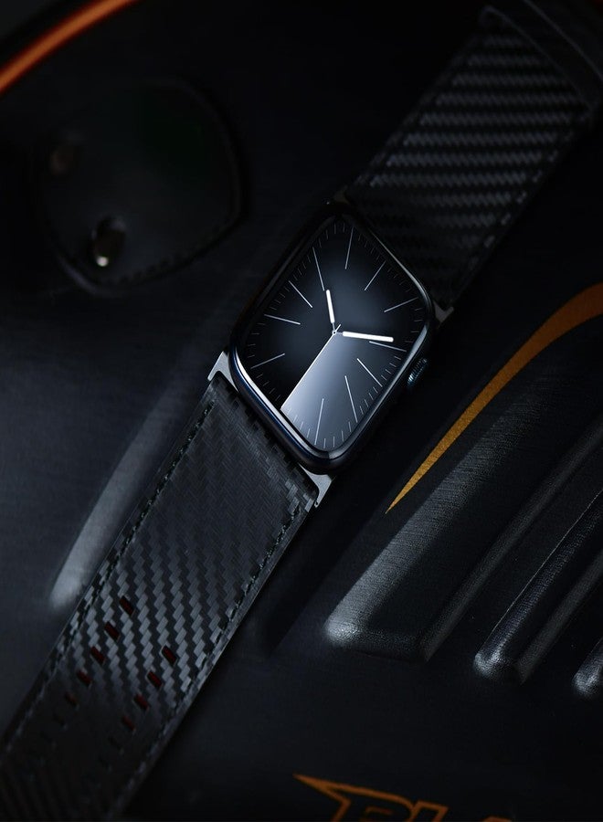 Tefeca Dual Series Band Compatible with Apple Watch Ultra 2/Ultra 49mm, Series 10 46mm, Series 9/8/7 45mm, SE2/SE/6/5/4 44mm (Carbon Fiber Leather with Black Adapters, 49/46/45/44mm) - Image 5