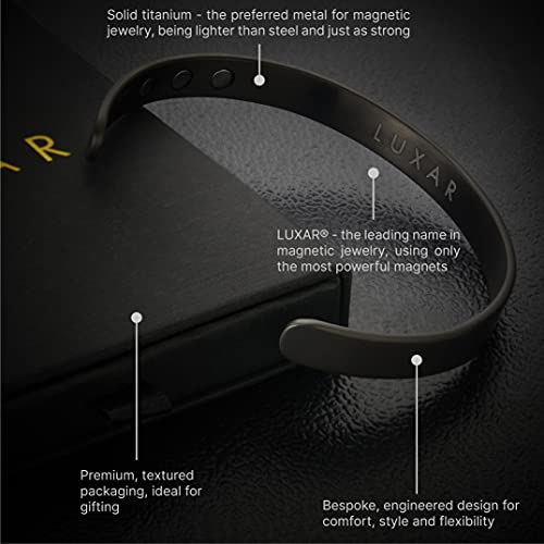 LUXAR Men's/Women's Magnetic Therapy Bracelet | Solid Titanium or Solid Copper | Sophisticated Solid Titanium Bangle with Rare-Earth Neodymium Magnets (Gunmetal Gray | Large) - Image 2