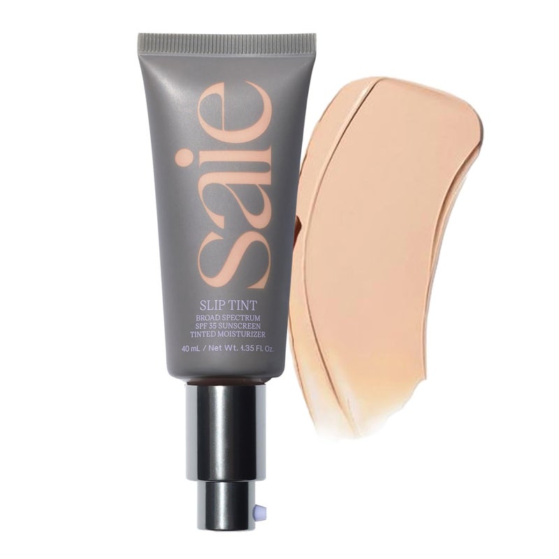 Saie Slip Tint Tinted Moisturizer with SPF 35 - Light Coverage, Glowy Skin Tint & Mineral Sunscreen for Face with Hydrating Hyaluronic Acid - Summer Makeup Essential - Shade Three (1.35 oz) - Image 1