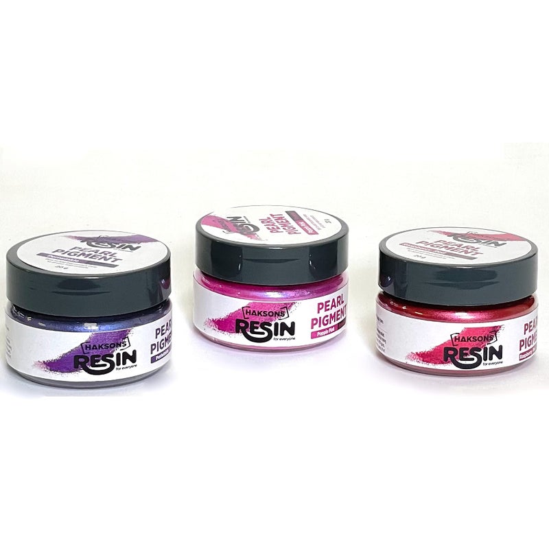 Haksons Pearl Pigments (Mica Powder) Pack of 3 (20 GMS) Raspberry Red, Periwinkle, Poppin Pink - Image 1