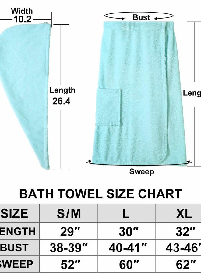 Kniffi Womens Wrap Towel Spa Wraps & Hair Towel Body Wrap Adjustable Closure Bathrobe, Blue, S-M - Image 2