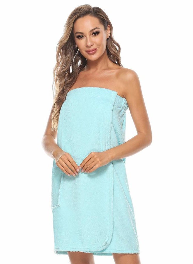 Kniffi Womens Wrap Towel Spa Wraps & Hair Towel Body Wrap Adjustable Closure Bathrobe, Blue, S-M - Image 4