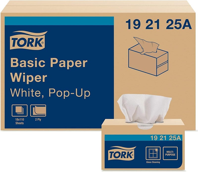 Tork مناديل ورقية بيضاء من تورك قيمة صندوق منبثق 110 مناديل ورقية لكل عبوة 18 عبوة - Image 1