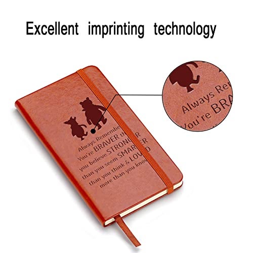 JOHSBYD Pooh Bear Leather Notebook Always Remember You’re Braver Than You Believe Leather Notebook Friendship Gift for Women Men Birthday Gifts for Son Daughter (A6) - Image 5