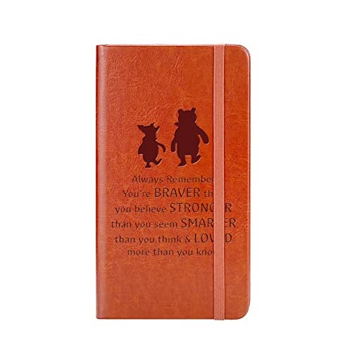 JOHSBYD Pooh Bear Leather Notebook Always Remember You’re Braver Than You Believe Leather Notebook Friendship Gift for Women Men Birthday Gifts for Son Daughter (A6) - Image 1