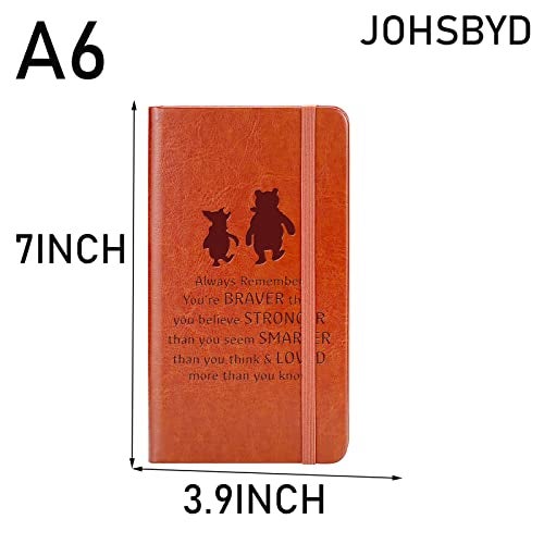 JOHSBYD Pooh Bear Leather Notebook Always Remember You’re Braver Than You Believe Leather Notebook Friendship Gift for Women Men Birthday Gifts for Son Daughter (A6) - Image 2