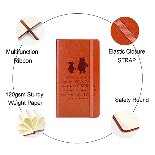 JOHSBYD Pooh Bear Leather Notebook Always Remember You’re Braver Than You Believe Leather Notebook Friendship Gift for Women Men Birthday Gifts for Son Daughter (A6) - Image 3