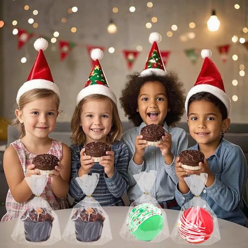 ROSPAKTEK 100 Pcs 5x6.5 Cellophane Muffin Bags with Gold Twist Ties – Commercial-Grade Flat-Bottom Design for Cupcakes, Cookies & Pastries (Fits Macarons/Chocolates/Strawberries) – Reusable - Image 5