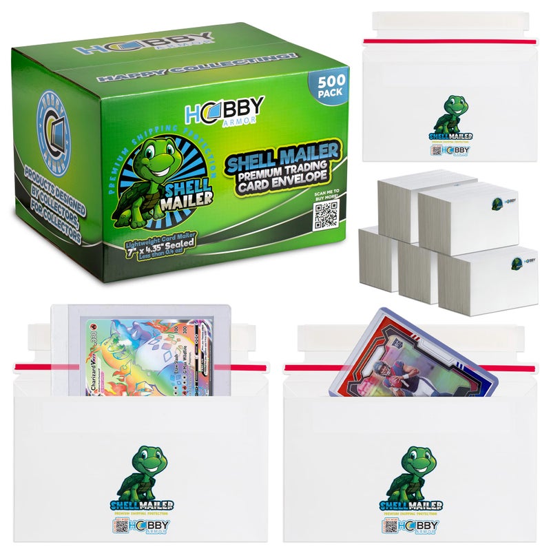 Hobby Armor 500 Pack Shell Mailer Trading Card Mailers By Hobby Armor  7"" X 4.35"" Trading Card Envelopes For Shipping  Perfect Sized Shipping Envelope For Mailing Semi-Rigid And Toploaders  Protector Supplies - Image 1
