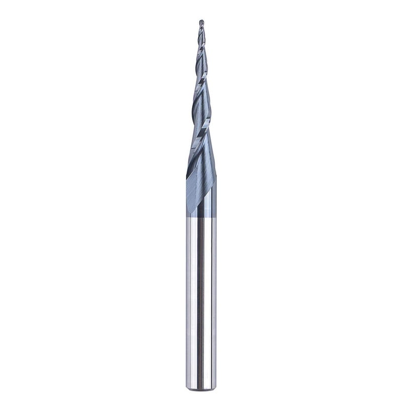 SpeTool Tapered Ball Nose Spiral Router Bit 1.0mm Tip Diameter (0.5mm Radius) 4.82 Deg for CNC Milling Engraver Carving Bits - Image 1