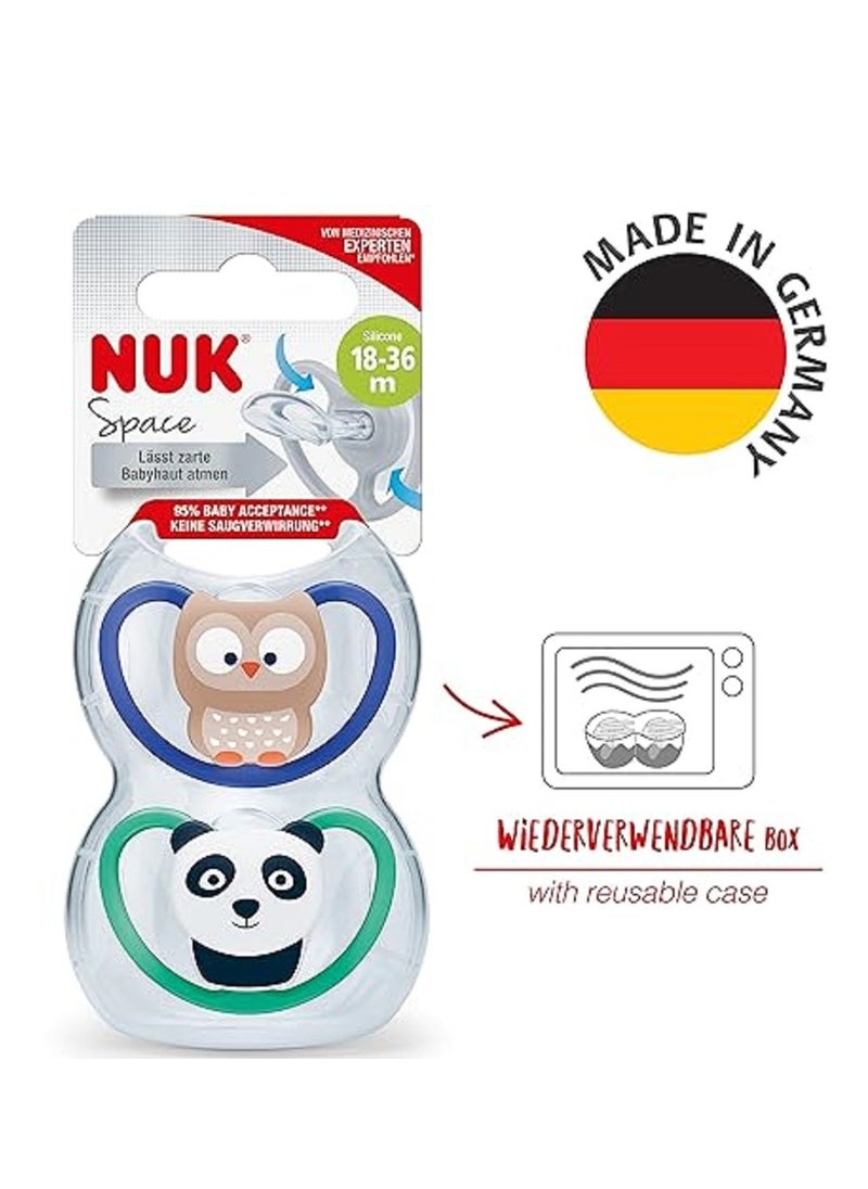 نوك Nuk Silicone Soother Owl Green Panda(2 Pcs)  - Image 1