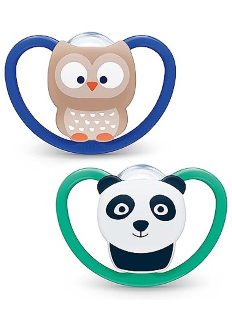 نوك Nuk Silicone Soother Owl Green Panda(2 Pcs)  - Image 2
