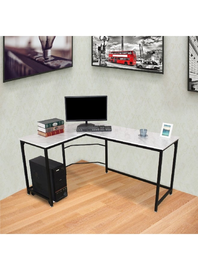 Moustache L-Shape Corner Computer Desk With Base Unit Shelf White And Black 73.8 X 112 X 147 Cm Cd-18124A - Image 2