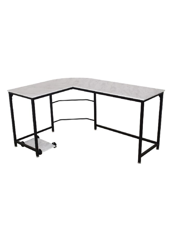 Moustache L-Shape Corner Computer Desk With Base Unit Shelf White And Black 73.8 X 112 X 147 Cm Cd-18124A - Image 1
