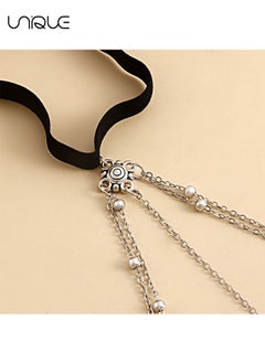 Unique Moon Thigh Chain Silver Tassel Crescent Moon Pendant Elastic Beads Layered Leg Harness Body Chain Boho Bikini Party Body Chain Beach Hottie Leg Chain Jewelry for Women Girls（Silver）  - Image 3