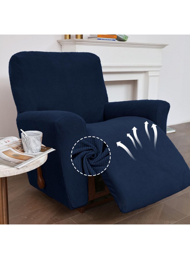 KEKUOU KEKUOU Recliner Chair Covers,Lazy Boy Recliner Covers Stretch Couch Cover Slipcovers 1 Piece Furniture Protector with Elastic Bottom for Dog,Kids.(Recliner, Navy Blue)  - Image 2