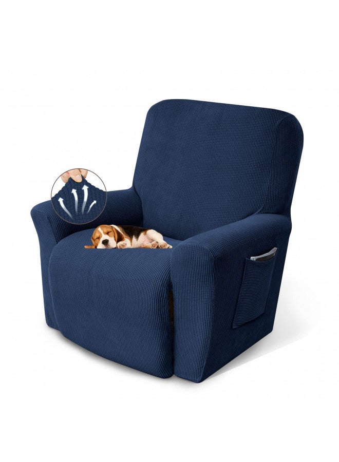 KEKUOU KEKUOU Recliner Chair Covers,Lazy Boy Recliner Covers Stretch Couch Cover Slipcovers 1 Piece Furniture Protector with Elastic Bottom for Dog,Kids.(Recliner, Navy Blue)  - Image 1