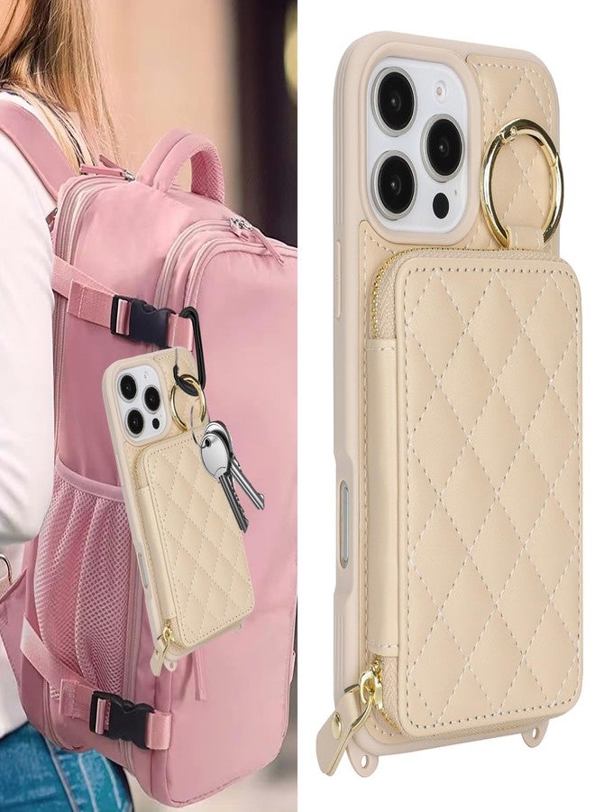 Hamany for iPhone 16 Pro Max Case Wallet with Card Holder for Women,for iPhone 16 Pro Max Phone case Wallet with Strap Credit Card Slots Crossbody with Kickstand Zipper Case-White - Image 3