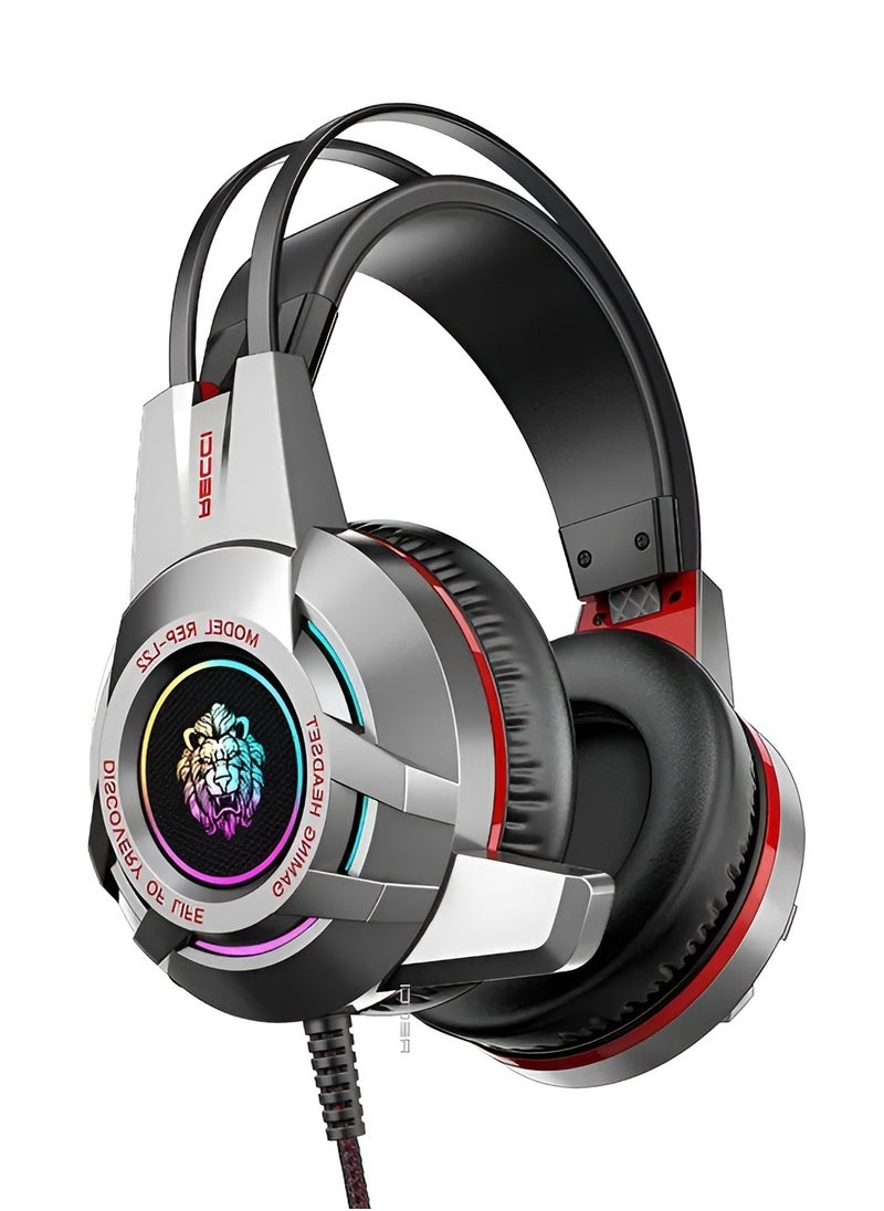 Recci REP-L22 Wired Gaming Headset with Microphone - Lightweight Design & LED - USB and 3.5mm