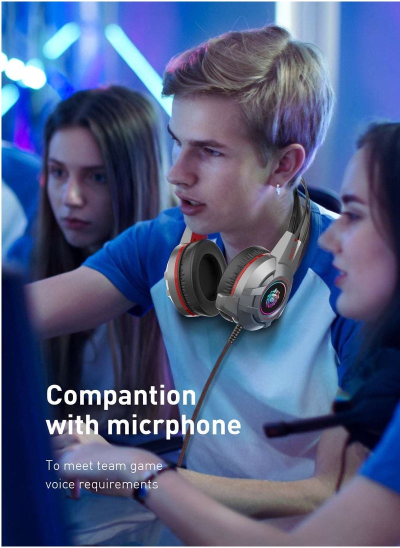 Recci REP-L22 Wired Gaming Headset with Microphone - Lightweight Design & LED - USB and 3.5mm