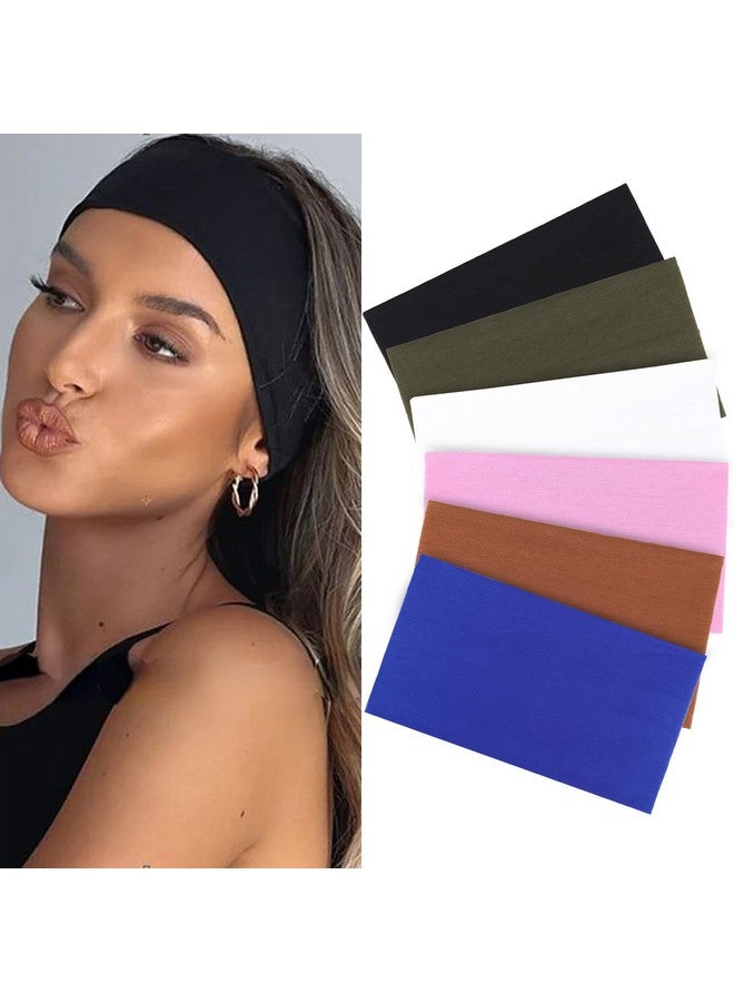 إكستريند عصابات رأس واسعة من XTREND للنساء، 6 قطع، عمامة كبيرة جدًا، عصابة رأس عصرية قابلة للتمدد، عصابة شعر بوهو، عصابة شعر رياضية للجري والتمرين، إكسسوارات للبنات (أسود، قهوة، أخضر عسكري، أبيض، وردي، أزرق) - Image 1