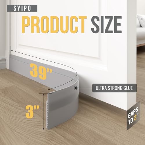 SYIPO Door Draft Stopper for Huge Gap, 3" W x 39" L, Adjustable, Gray - Image 2