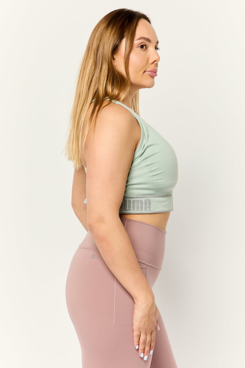 PUMA Women Plus Size Brand Logo Padded Outdoor Sports Bra, Mint Green - Image 3