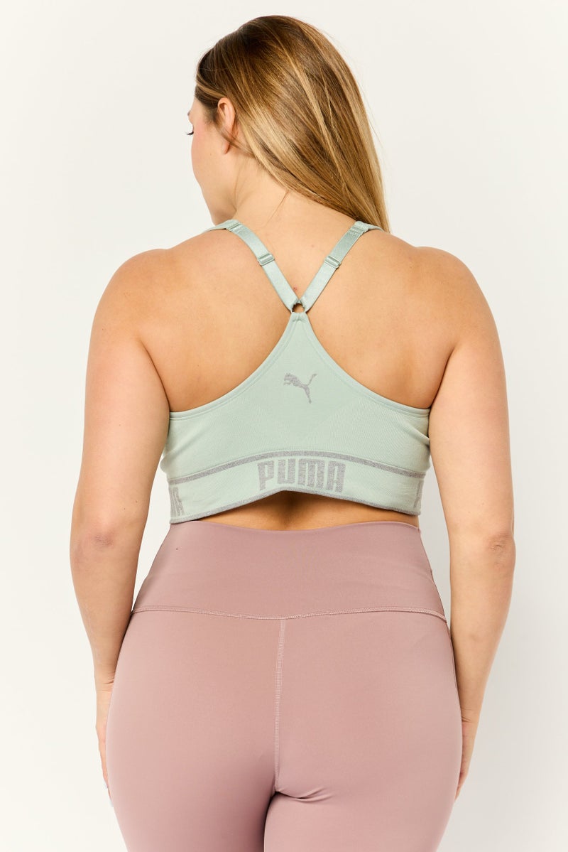 PUMA Women Plus Size Brand Logo Padded Outdoor Sports Bra, Mint Green - Image 4