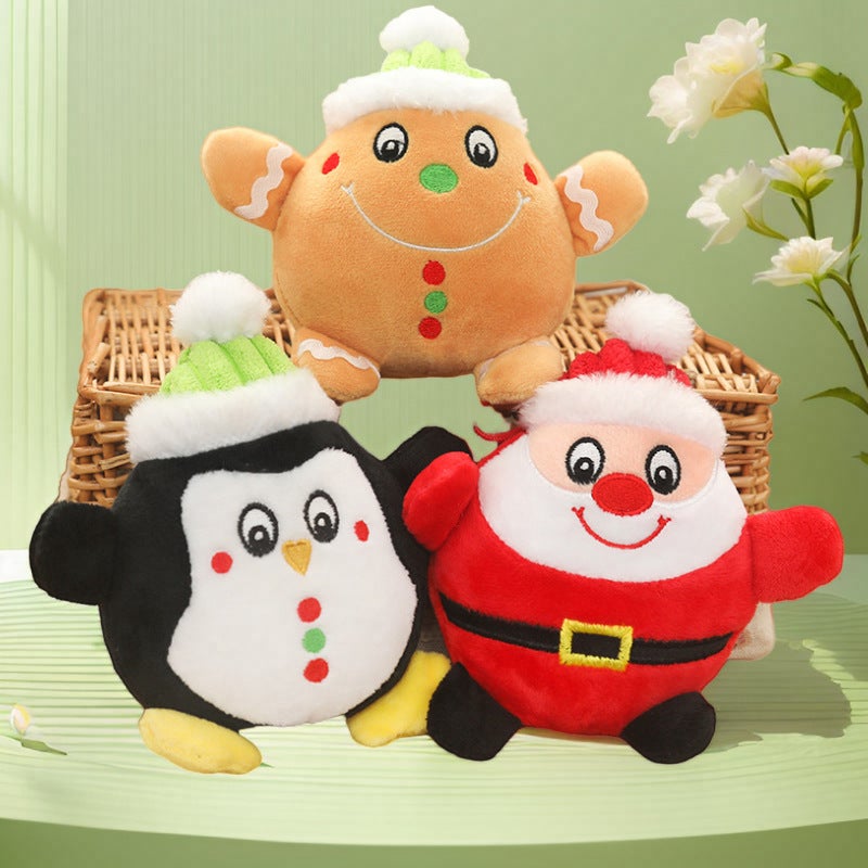 Interactive Plush Dog Toy with Chewable Santa  Penguin Santa Claus 